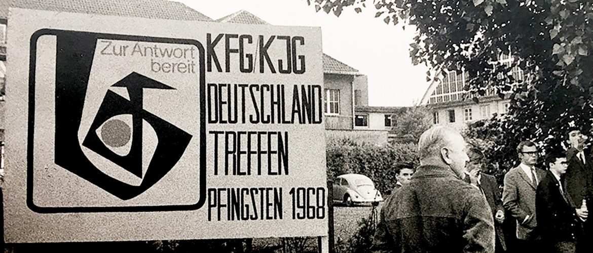 1968 KjG Seelenbohrer Willkommensschild für Pfingsttreffen Münster
